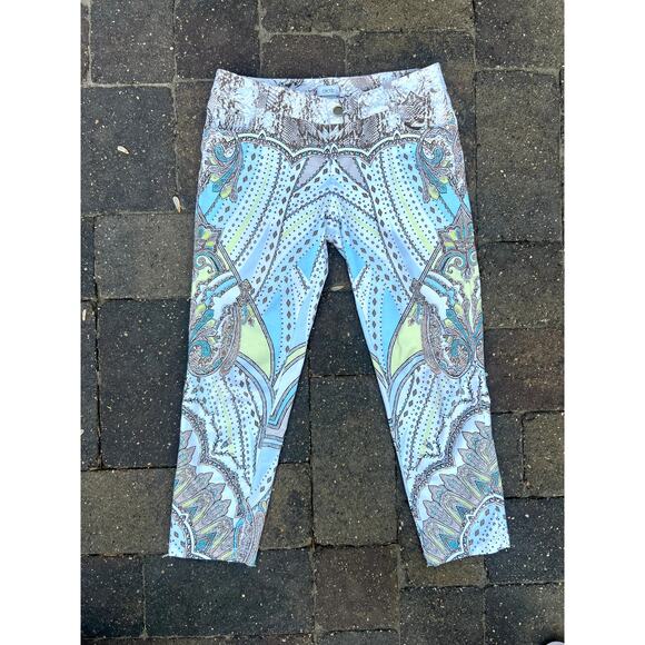 Cache y2k mid rise paisley print capri slacks size S* - Picture 2 of 4